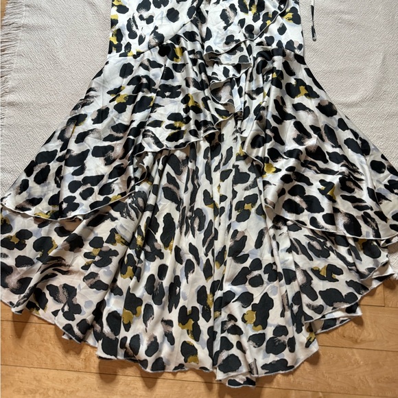 JLuxLabel Animal Print Satin Wrap Ruffle Maxi Dress L - Picture 6 of 8